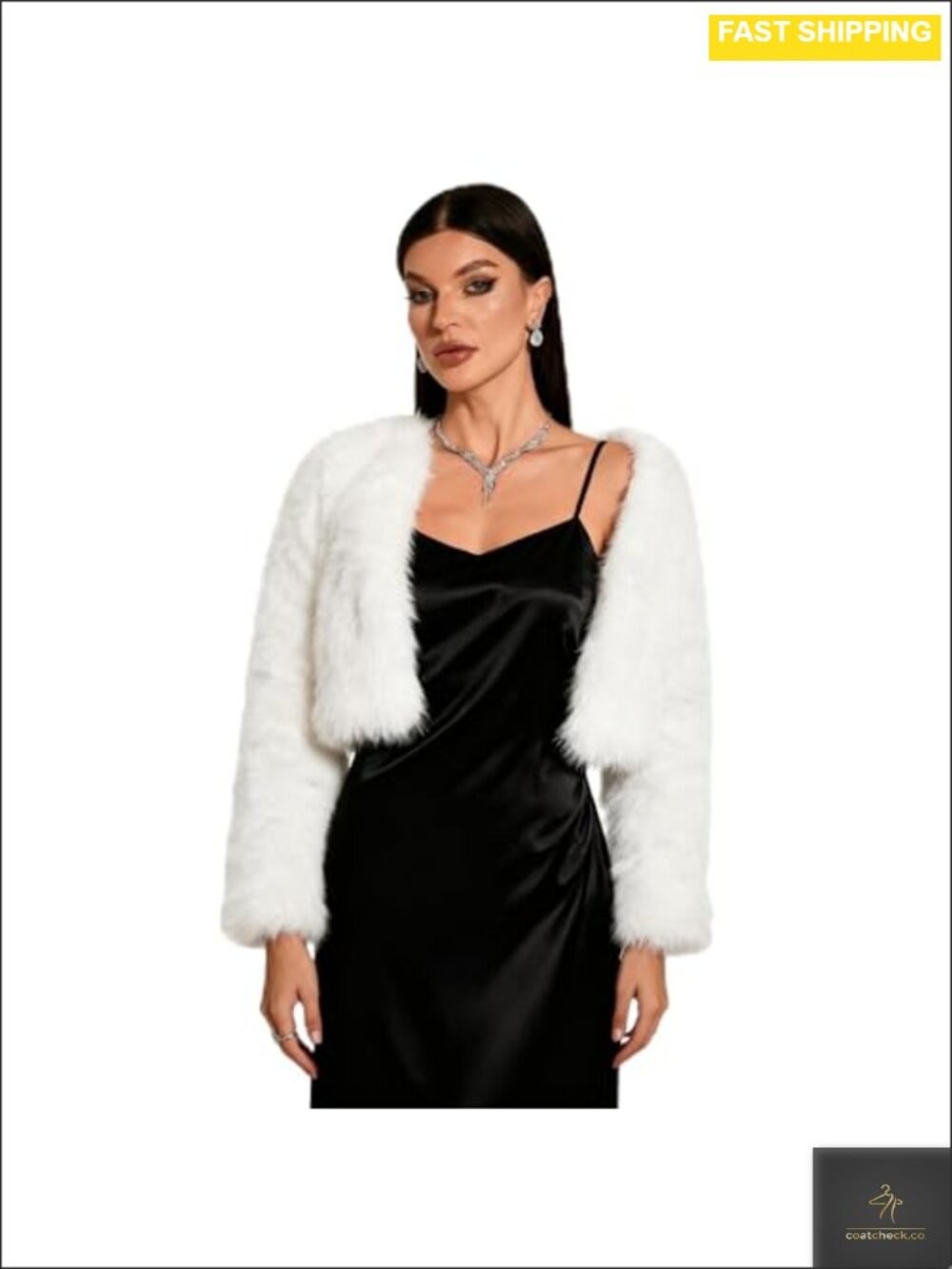 Cropped Faux Fur Jacket Fluffy Fuzzy Cardigan Long Sleeve Open Front Short Coat